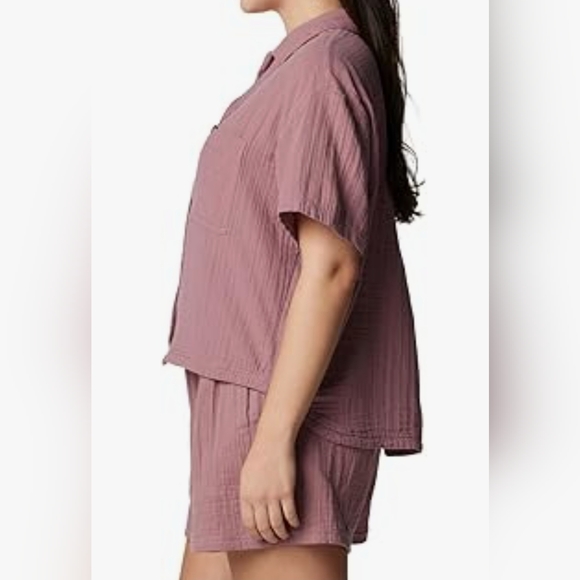 COLUMBIA Holly Hideaway Breezy Short Sleeve Top - Size M - Rose - (NWT) - Picture 4 of 15